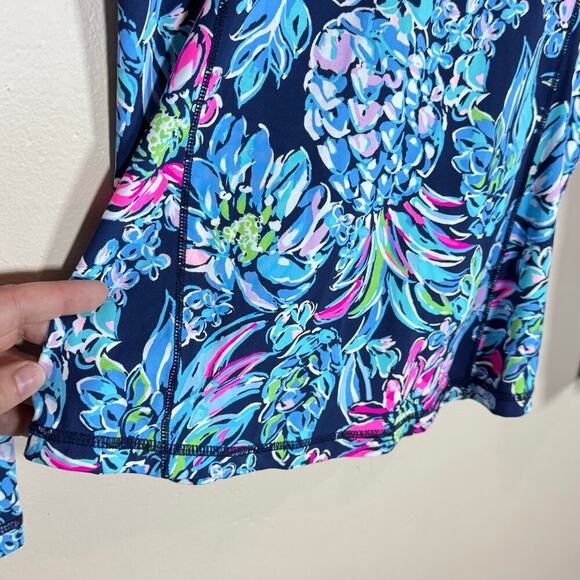 Lilly Pulitzer UPF 50+ Skipper Popover XS Pink Multicolor print Beach Longsleeve - Picture 6 of 8